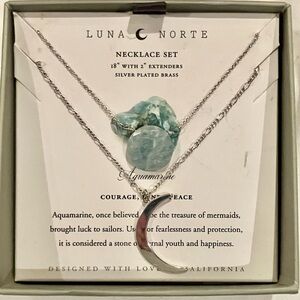 Luna Norte Aquamarine & Moon Necklace Set